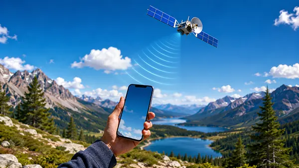 Smartphone satellite connection